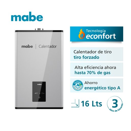 Calentador de paso tiro forzado 16 Litros Silver Mabe - CMM16C1FSNA - Imagen 2