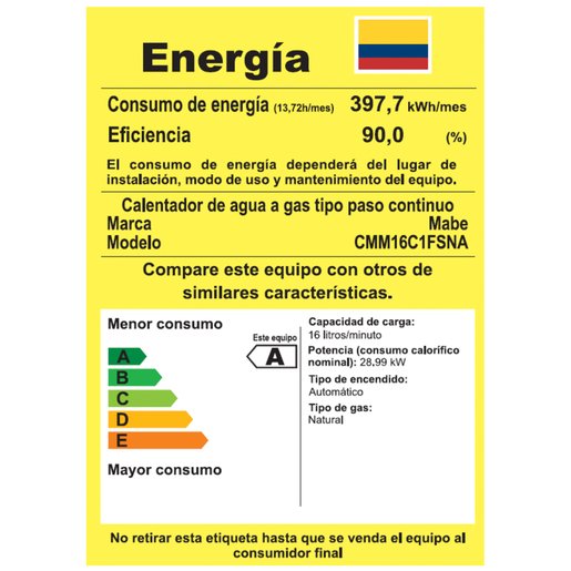 Calentador de paso tiro forzado 16 Litros Silver Mabe - CMM16C1FSNA - Imagen 4