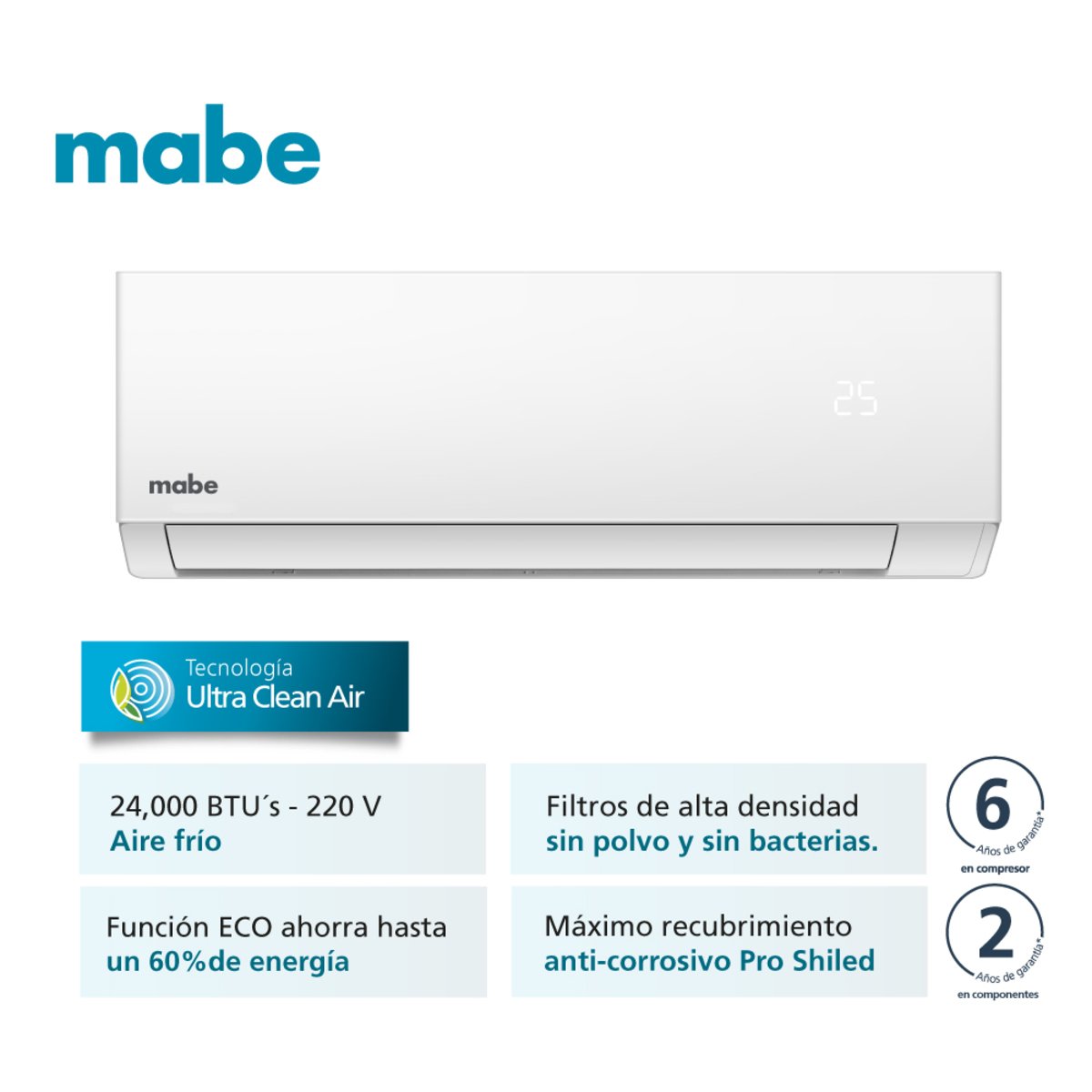Aire Acondicionado Mabe Tradicional 24000 BTU 220V MMT24CDBWCC32EC1 – hero