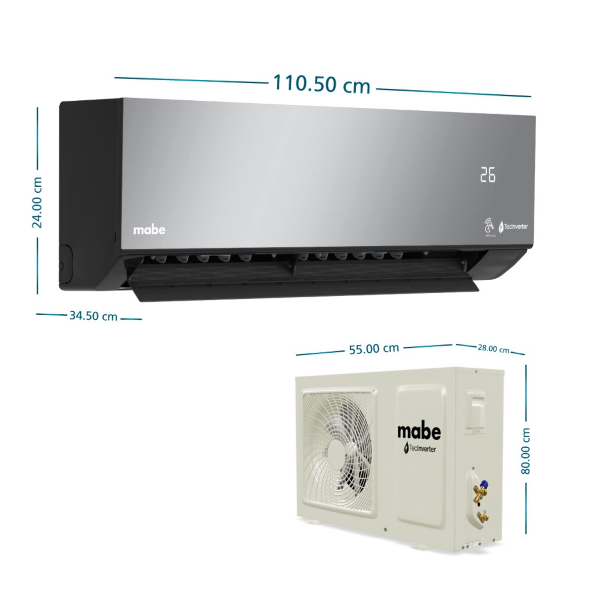 Aire Acondicionado Mabe Inverter Premium 24000 BTU 220V MMI24CDMCCC10 – derecho isometrico